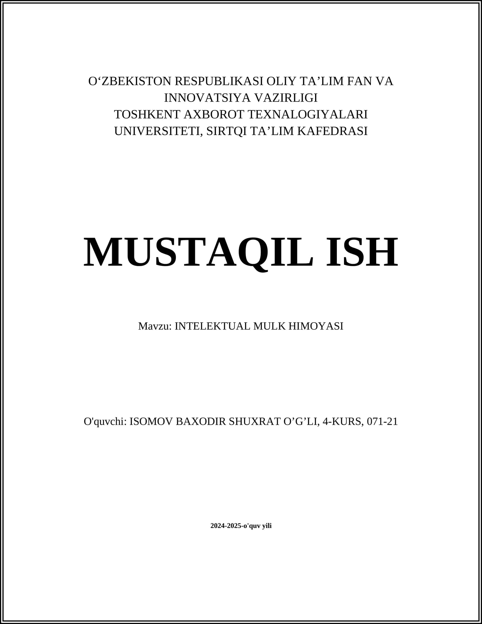 INTELEKTUAL MULK HIMOYASI