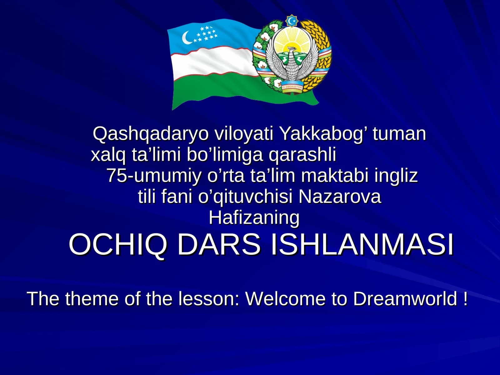 OCHIQ DARS ISHLANMASI
