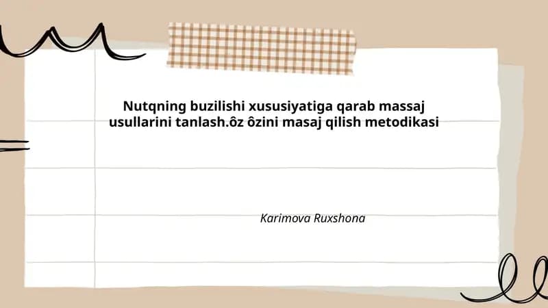 Massaj usullarini tanlash