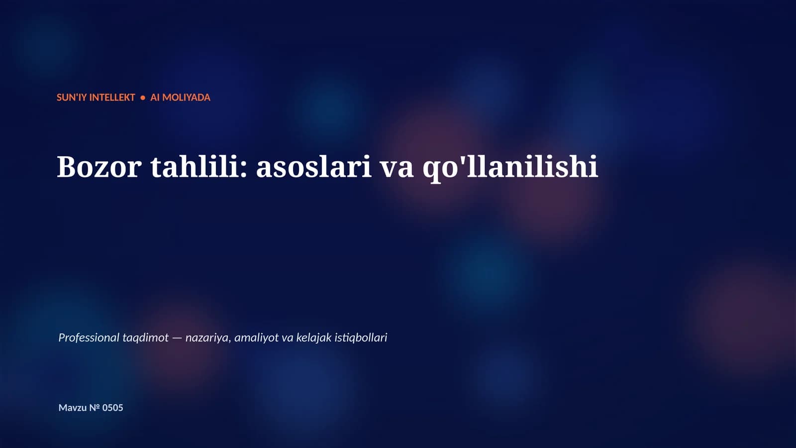 SUN'IY INTELLEKT • AI MOLIYADA