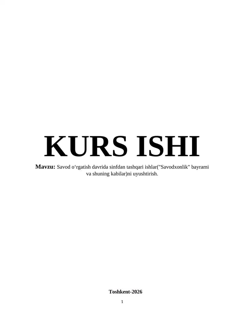 Savod oʻrgatish davrida sinfdan tashqari ishlar
