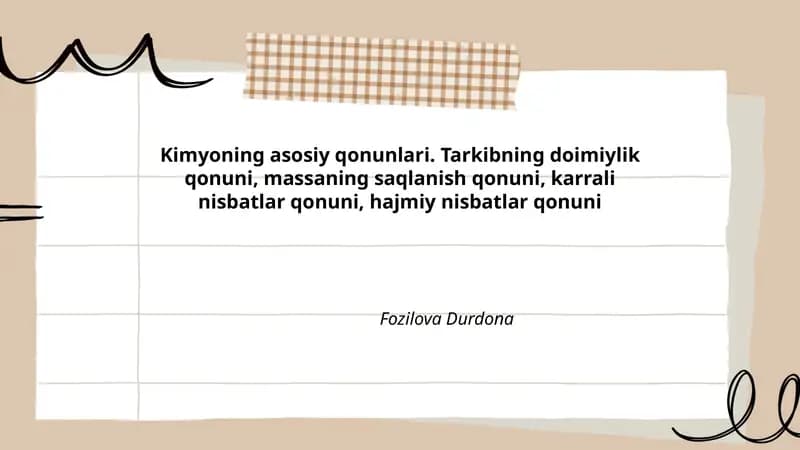 Kimyoning asosiy qonunlari