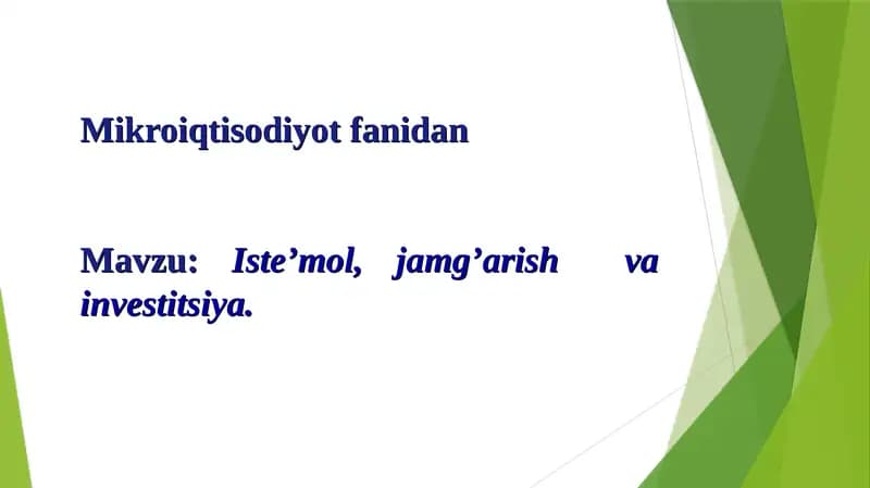 Mikroiqtisodiyot fanidan