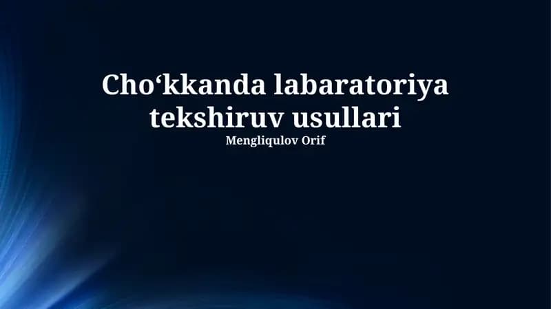 Laboratoriya Sinov Usullari