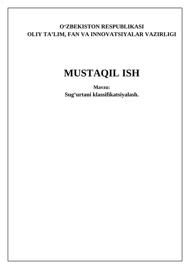 Sug'urta tasnifi