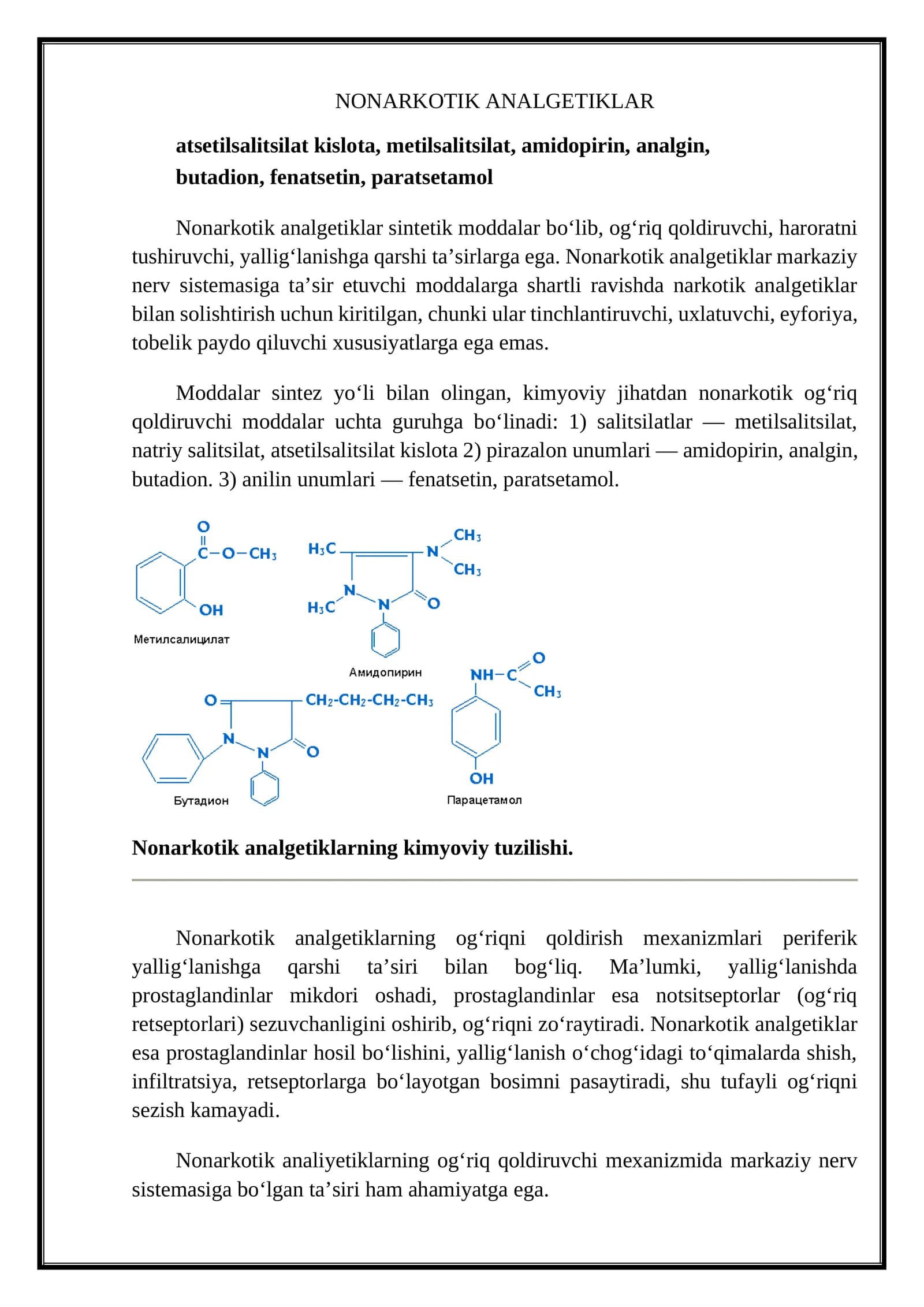 NONARKOTIK ANALGETIKLAR