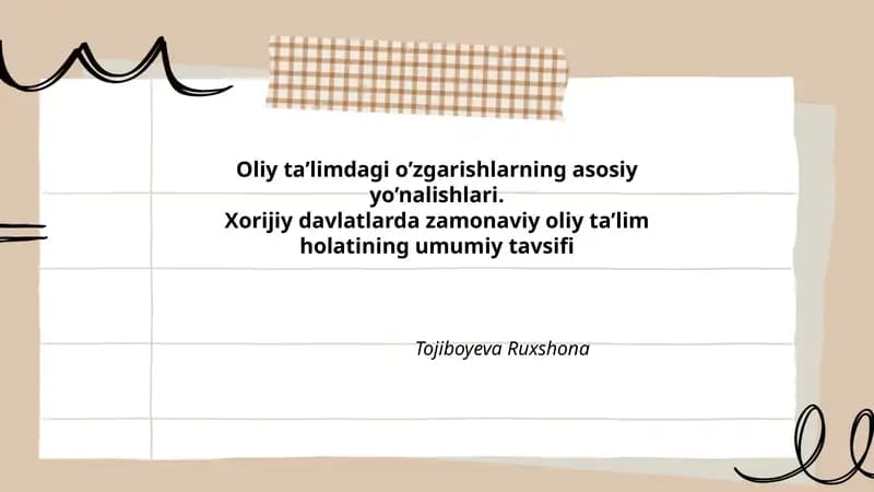 Oliy Ta'limdagi O'zgarishlarning Asosiy Yo'nalishlari