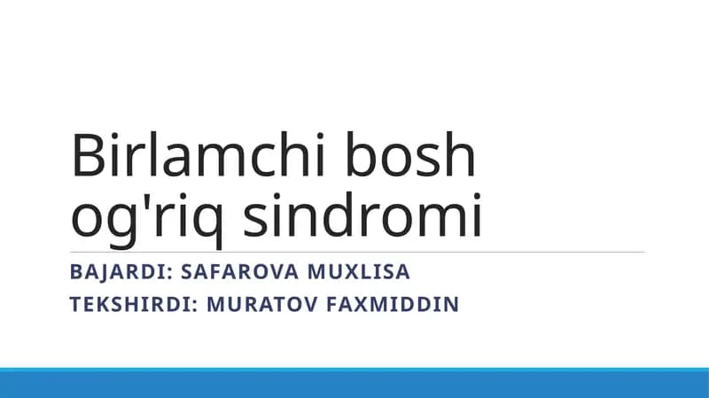 Birlamchi bosh og'riq sindromi