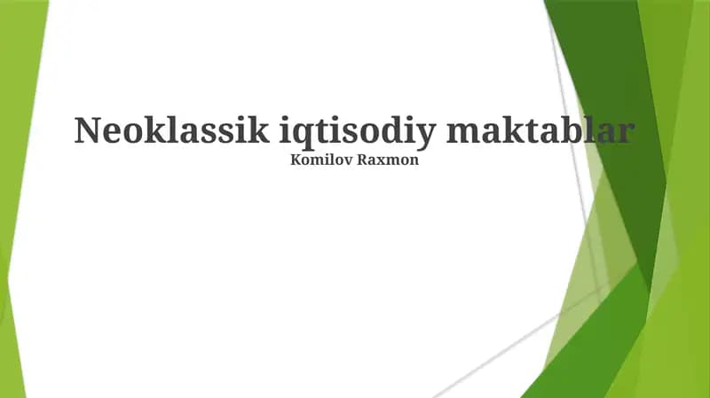Neoklassik iqtisodiy maktablar
