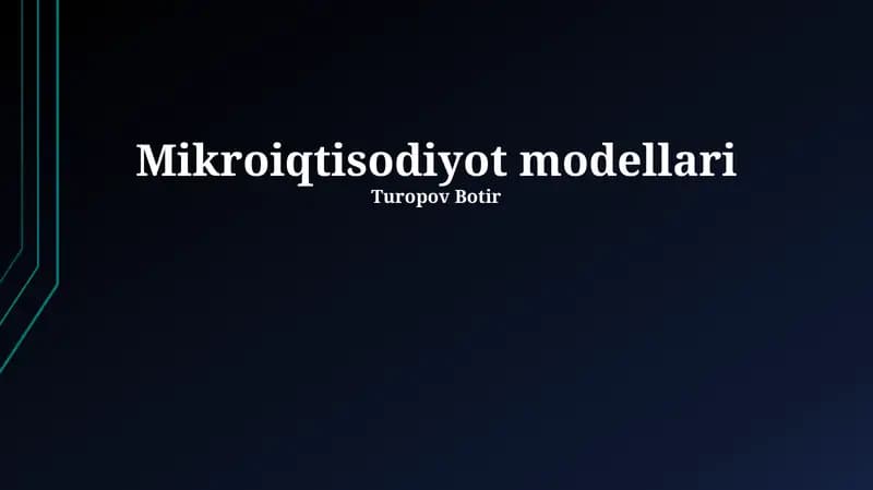 Mikroiqtisodiyot modellari