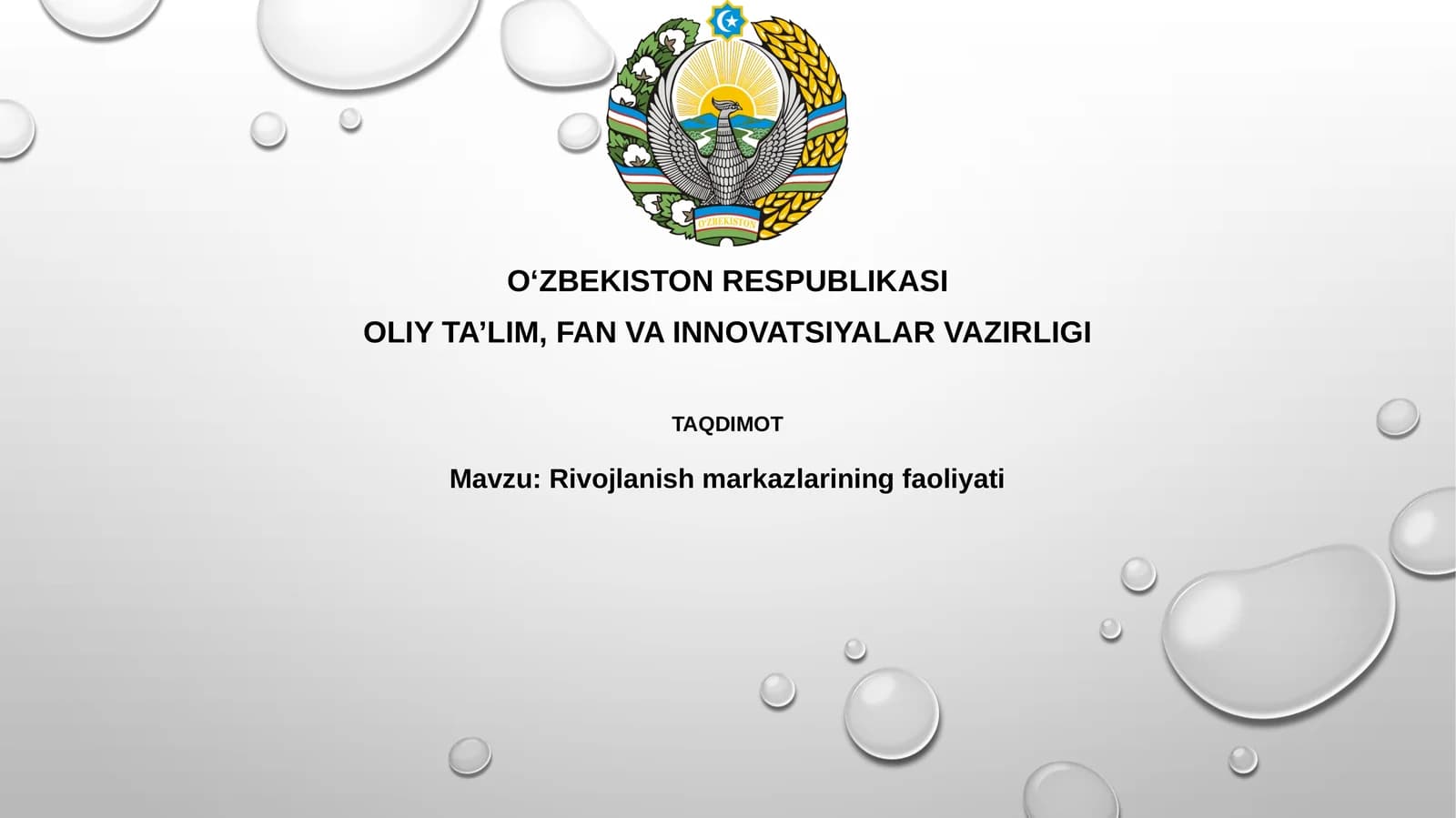Rivojlanish markazlarining faoliyati