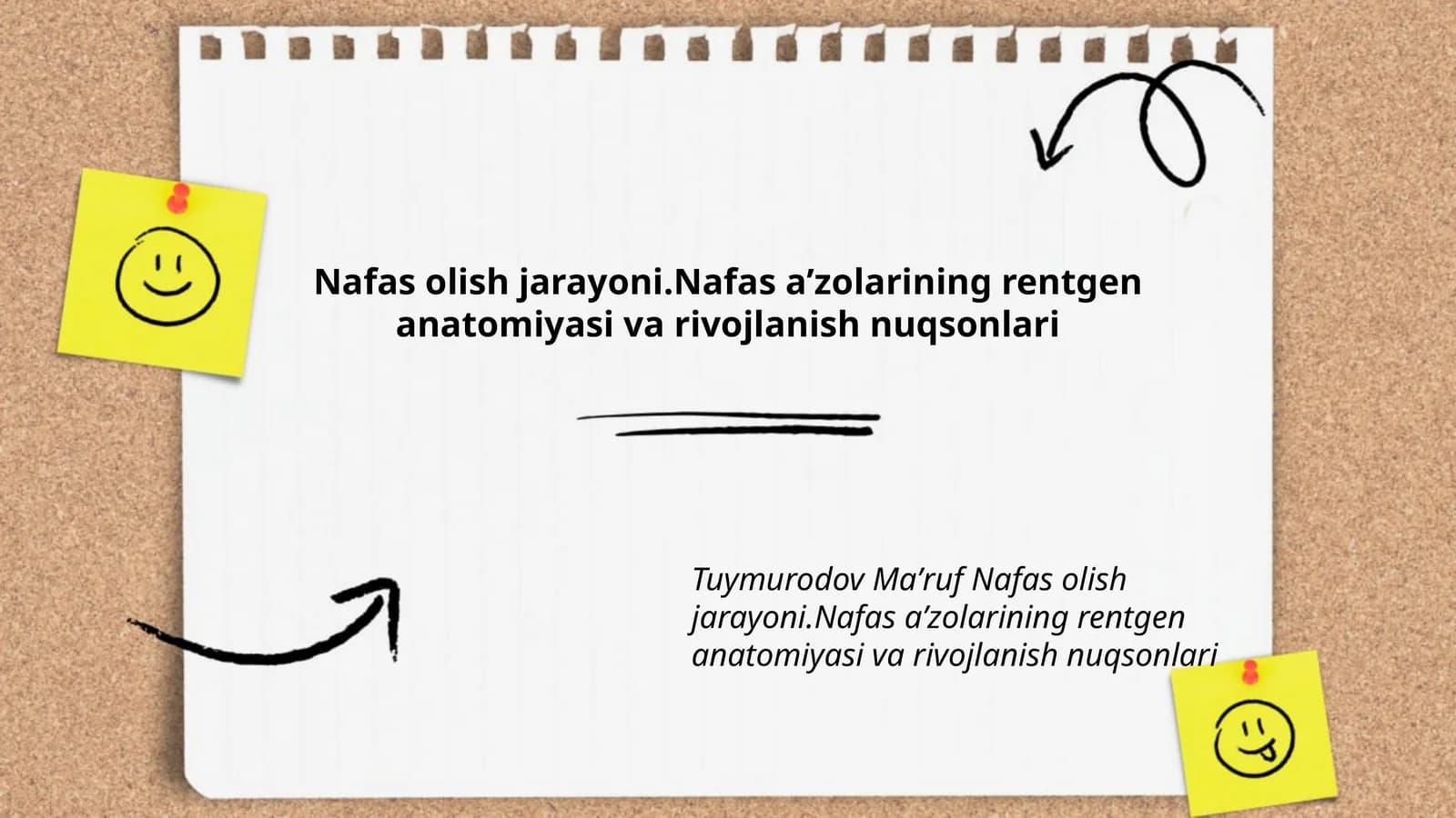 Nafas olish jarayoni.Nafas aʼzolarining rentgen anatomiyasi va rivojlanish nuqsonlari