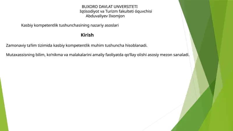 Kasbiy kompetentlik tushunchalari
