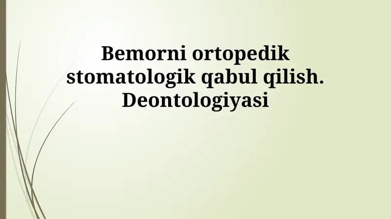 Ortopedik stomatologik qabul