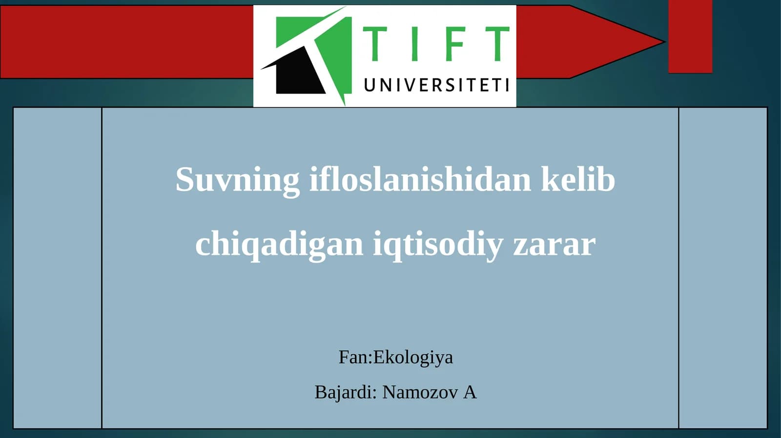 Suvning ifloslanishidan kelib chiqadigan iqtisodiy zarar.