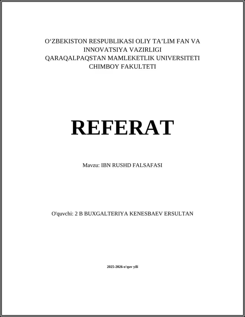 IBN RUSHD FALSAFASI