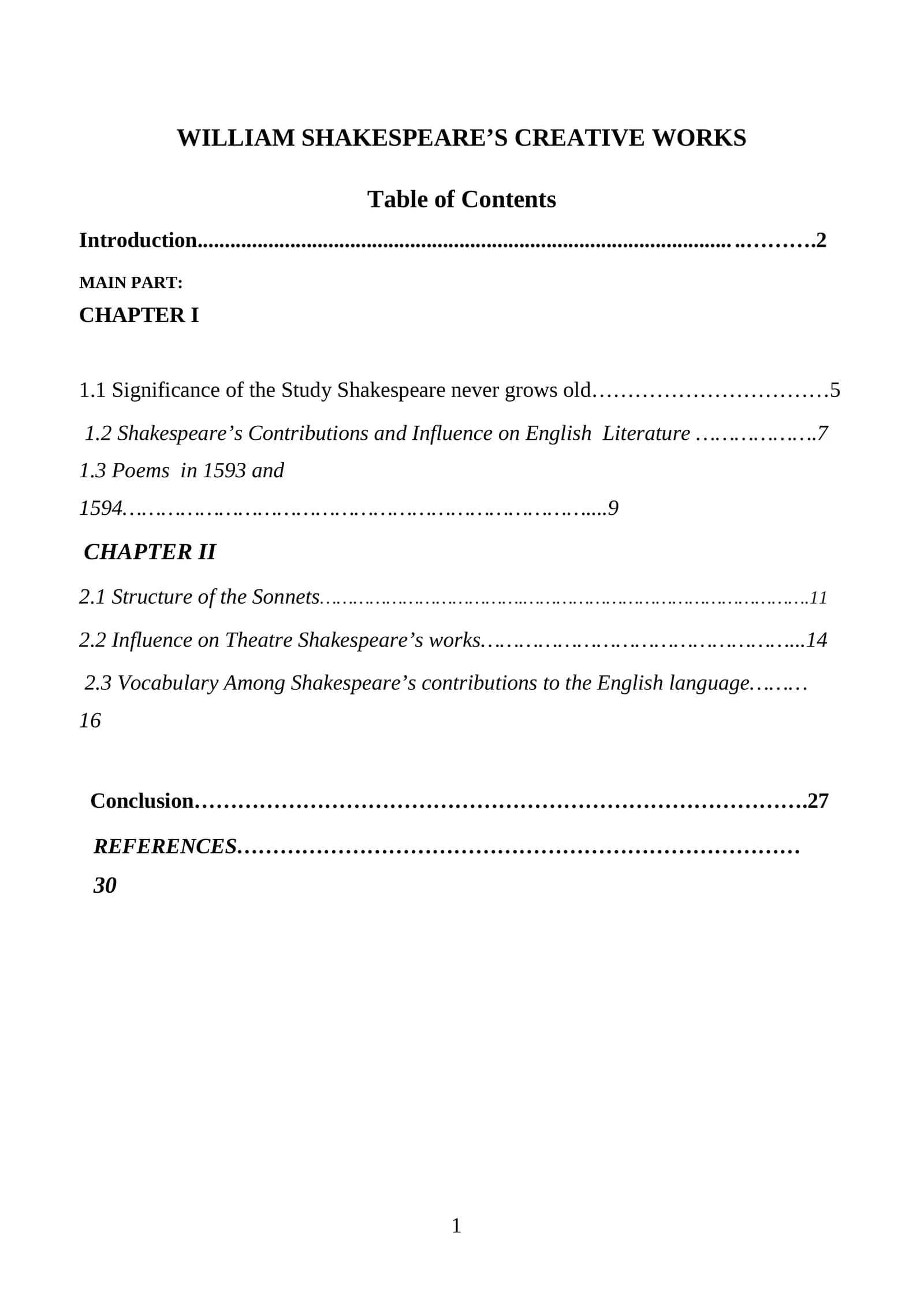 WILLIAM SHAKESPEARE’S CREATIVE WORKS
