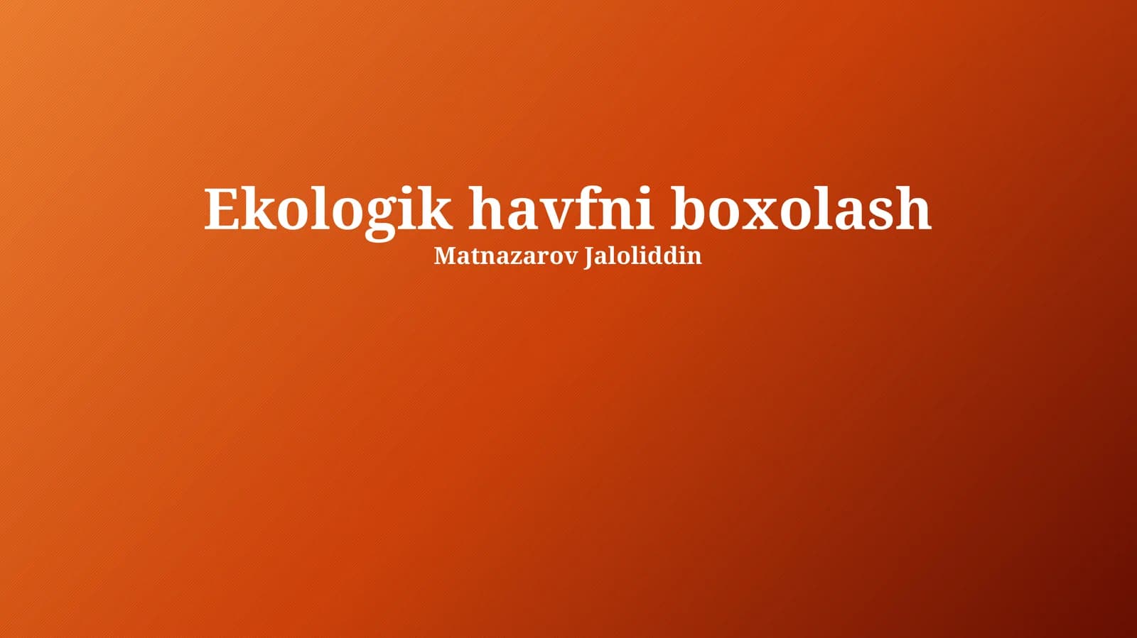 Ekologik havfni boxolash