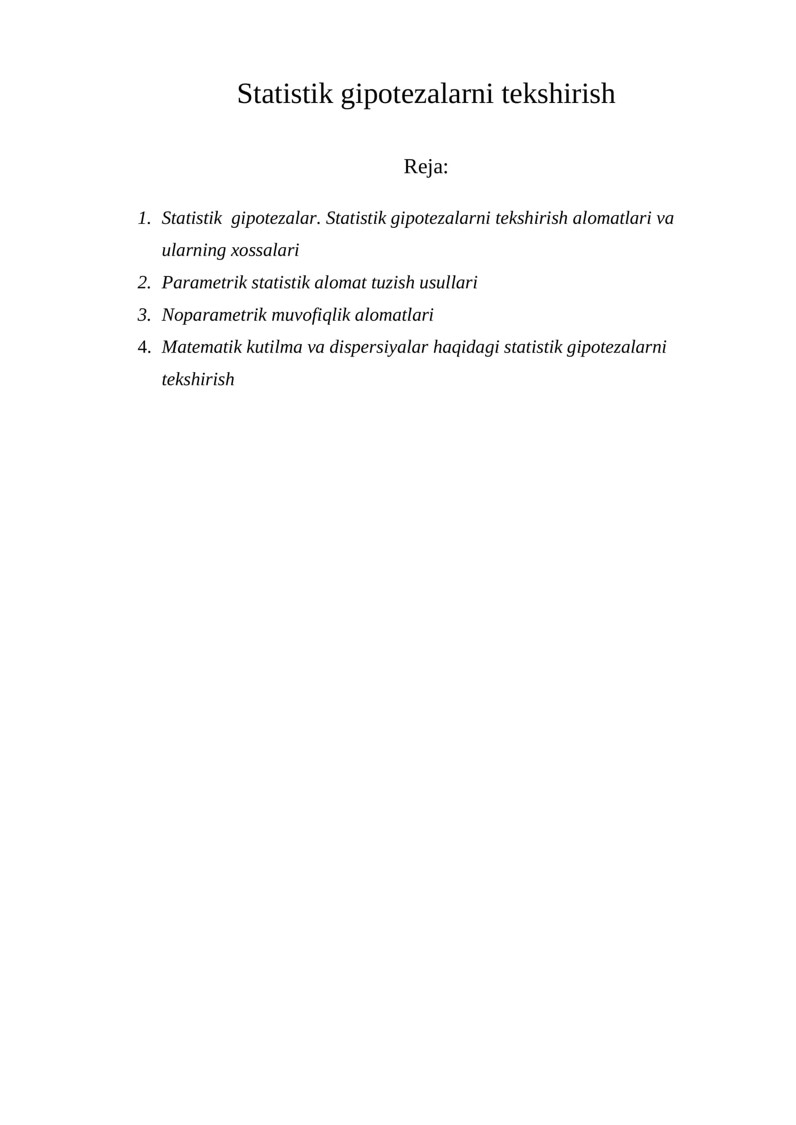 Statistik gipotezalarni tekshirish