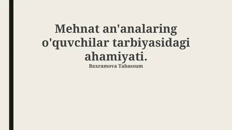 Mehnat Tarbiyasi