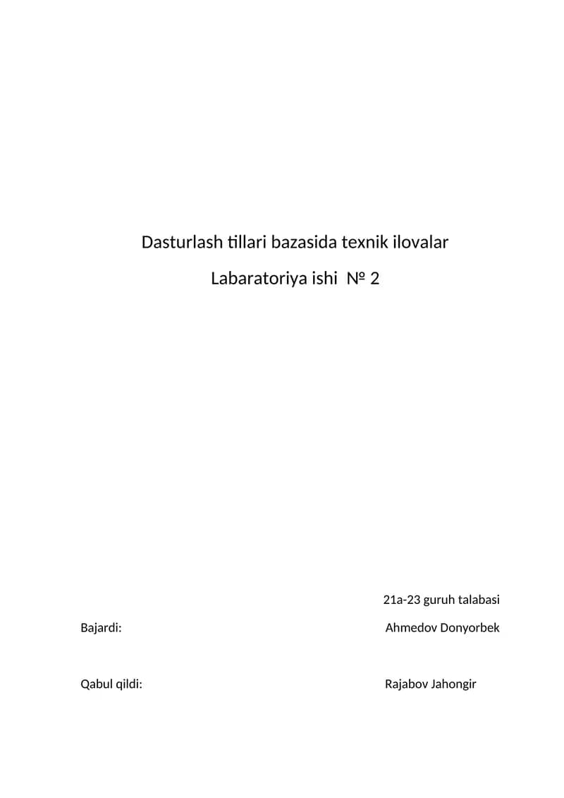 Labaratoriya ishi № 2