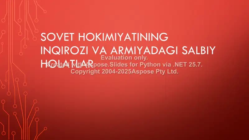 Sovet hokimiyatining inqirozi va armiyadagi salbiy holatlar