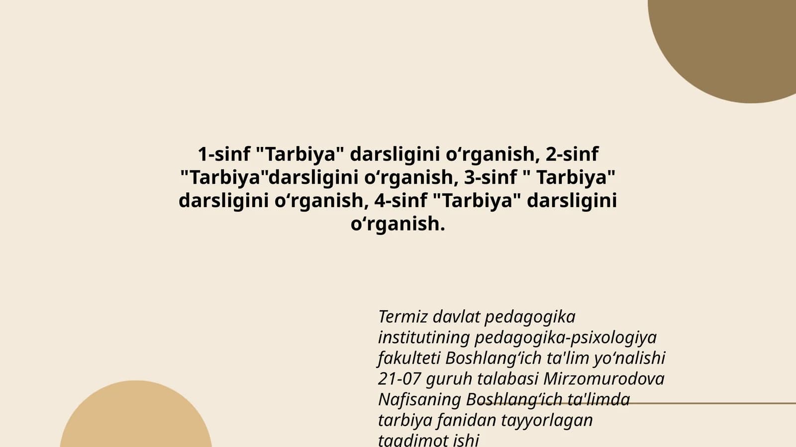 "Tarbiya" darsligi