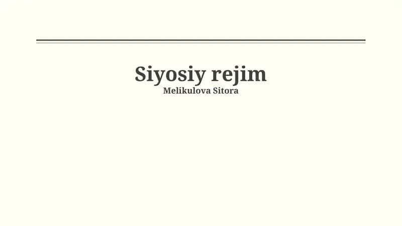 Siyosiy rejimning ta'rifi va turlari