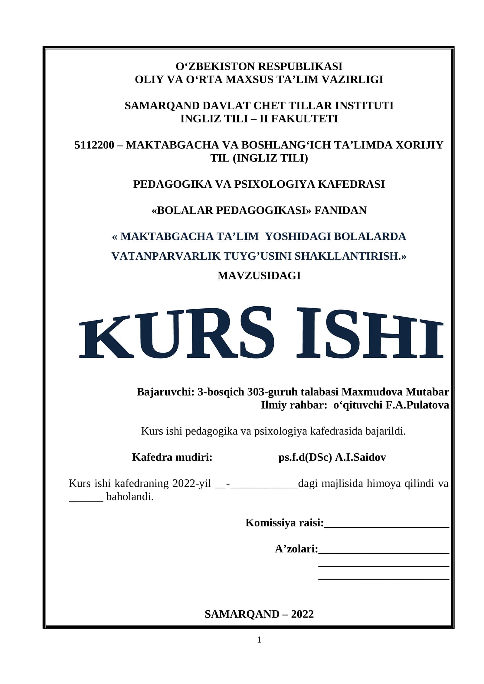 BOLALAR PEDAGOGIKASI