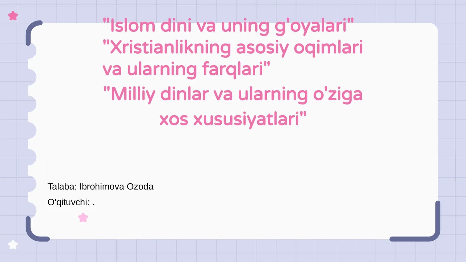 Islom dini va uning g'oyalari