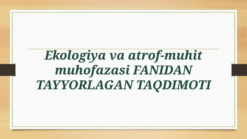 NOOSFERA TUSHUNCHASI VA ATROF MUHIT TUSHUNCHASI