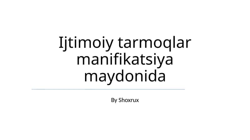 Ijtimoiy tarmoqlar manifikatsiya maydonida