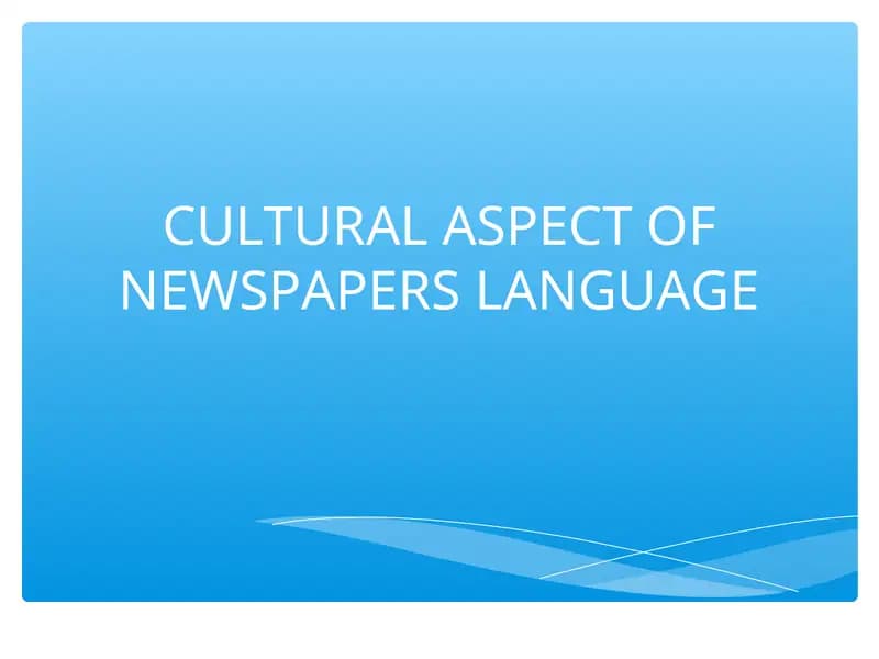 Cultural Aspect of Newspapers Language