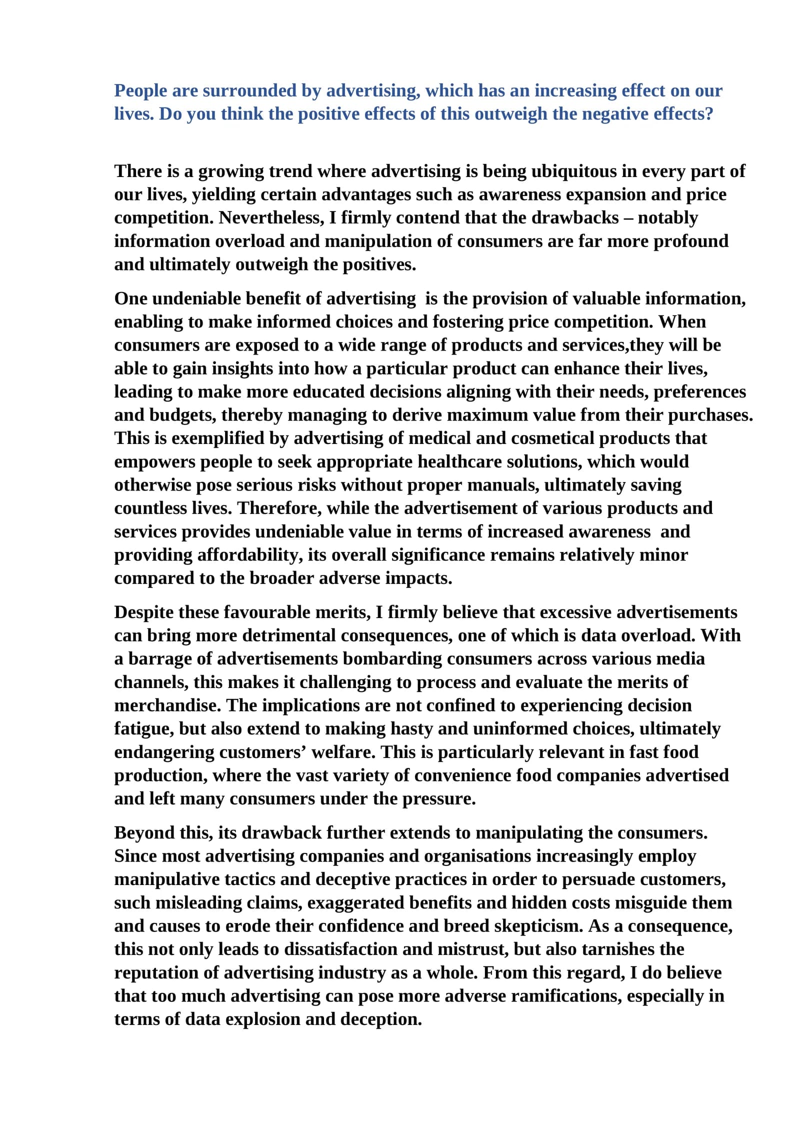 Positive and Negative Effects of Advertising