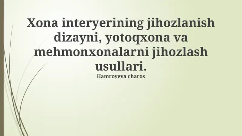 Mehmonxona Uchun Mebel Tanlash