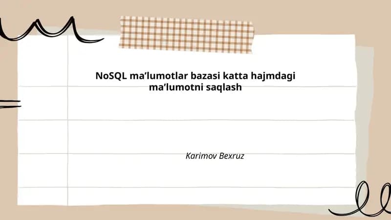 NoSQL maʼlumotlar bazasi katta hajmdagi maʼlumotni saqlash