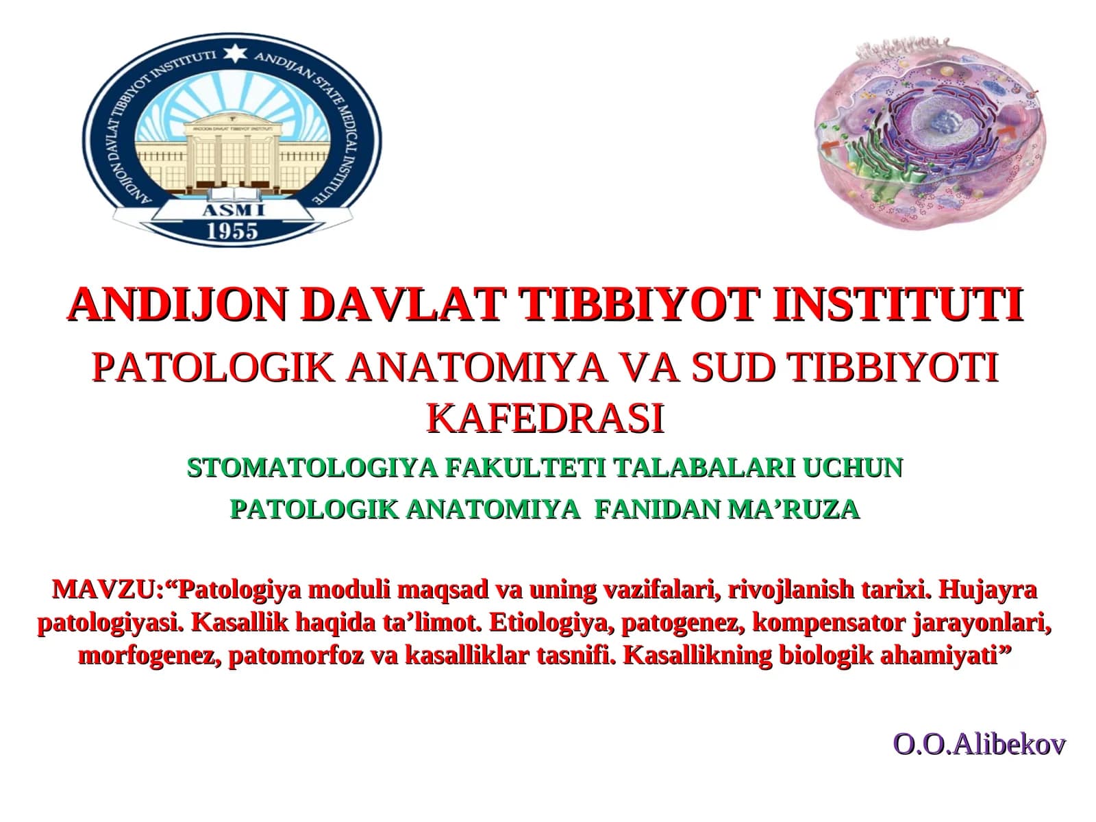 PATOLOGIK ANATOMIYAFANIDAN MA’RUZA