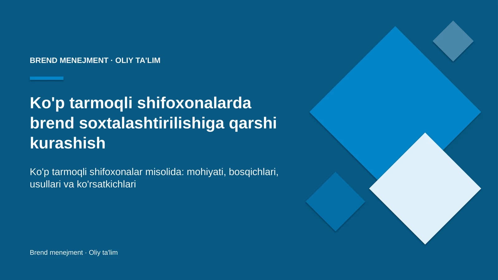Ko'p tarmoqli shifoxonalarda brend soxtalashtirilishiga qarshi kurashish