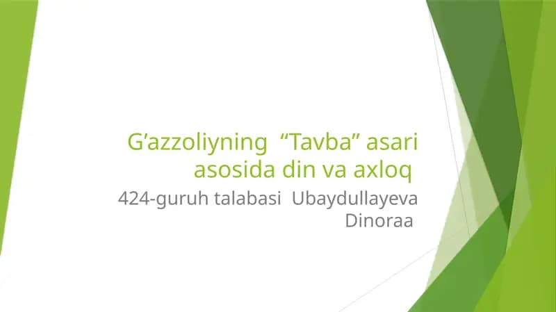 Tavba asarining umumiy mazmuni