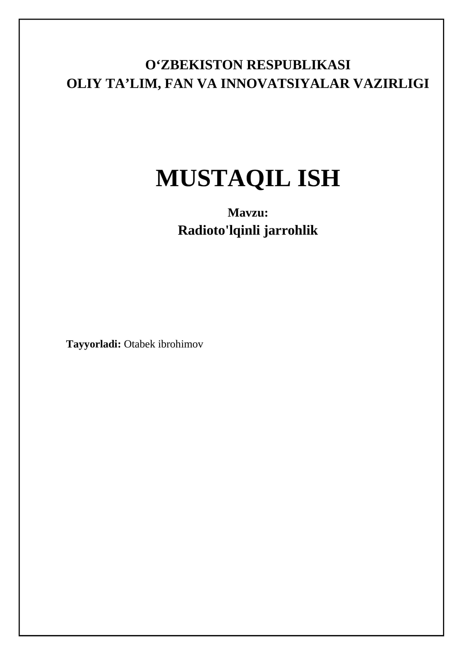 Radioto'lqinli jarrohlik