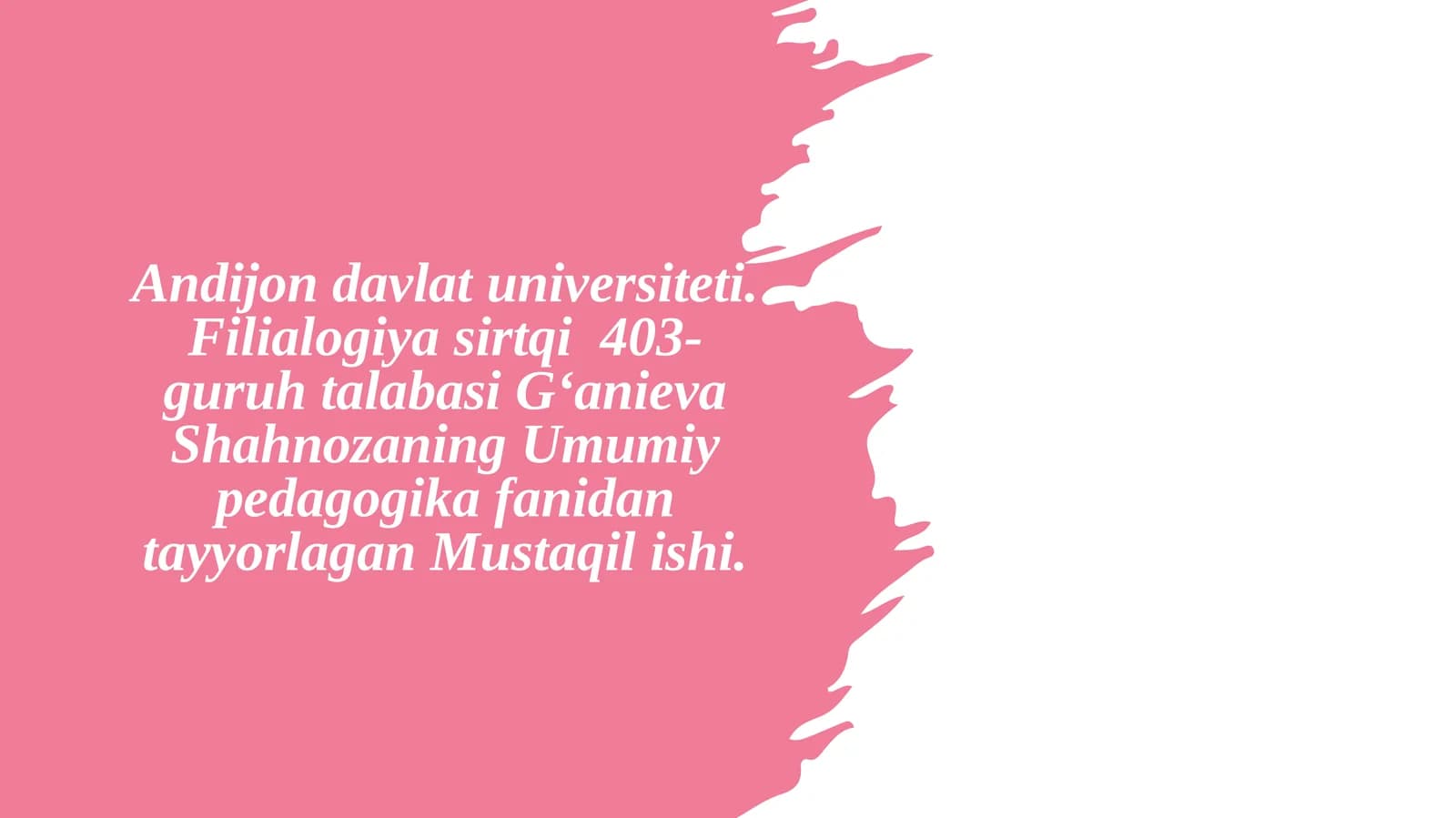 Umumi ypedagogika fanida tayyorlagan