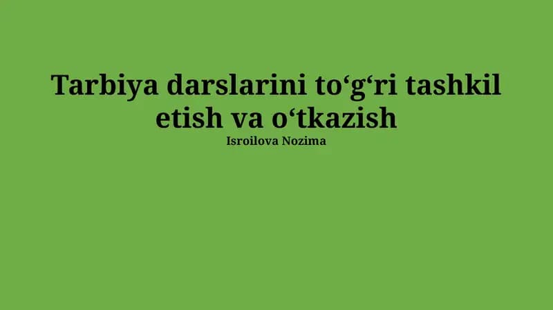 Tarbiya Darslarini Rejalashtirish