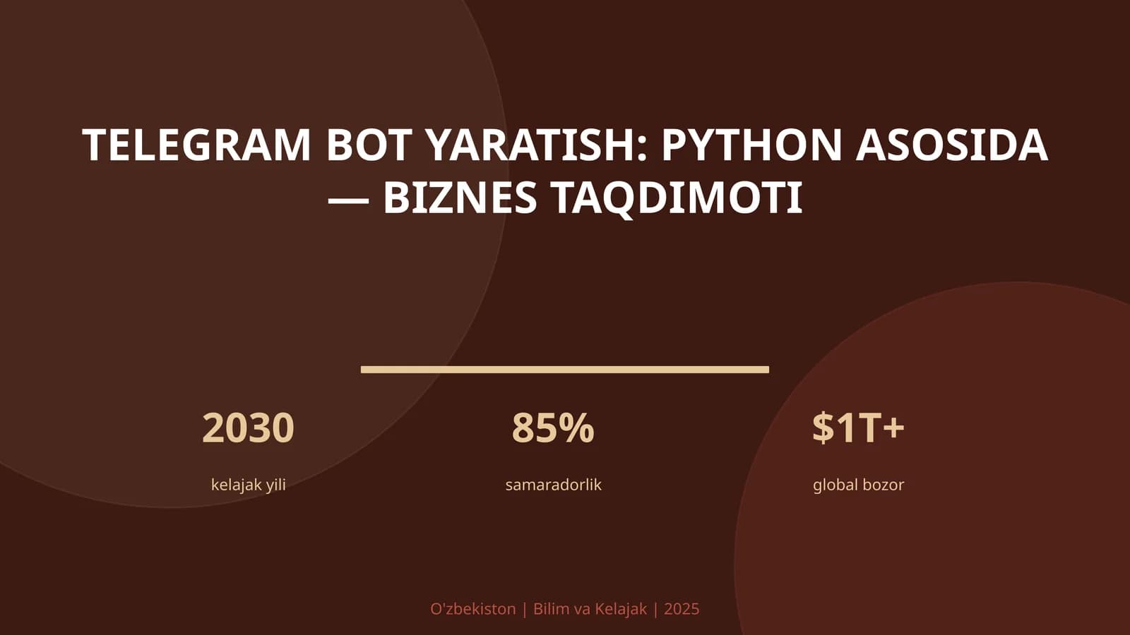 Telegram bot yaratish: Python asosida — biznes taqdimoti
