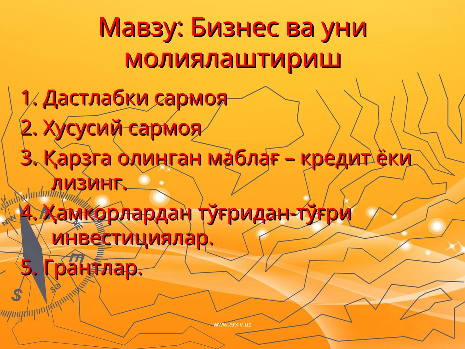 Бизнес ва уни молиялаштириш