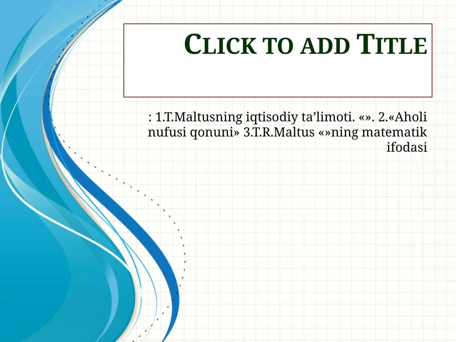 T.Maltusning iqtisodiy ta’limoti