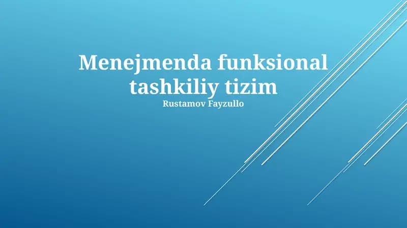 Menejmenda funksional tashkiliy tizim