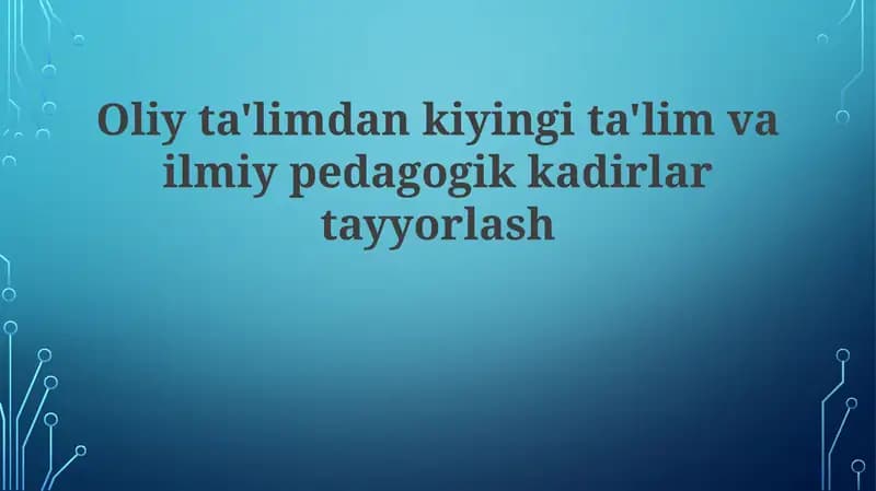 Ilmiy-Pedagogik Kadrlar Malakasini Oshirish