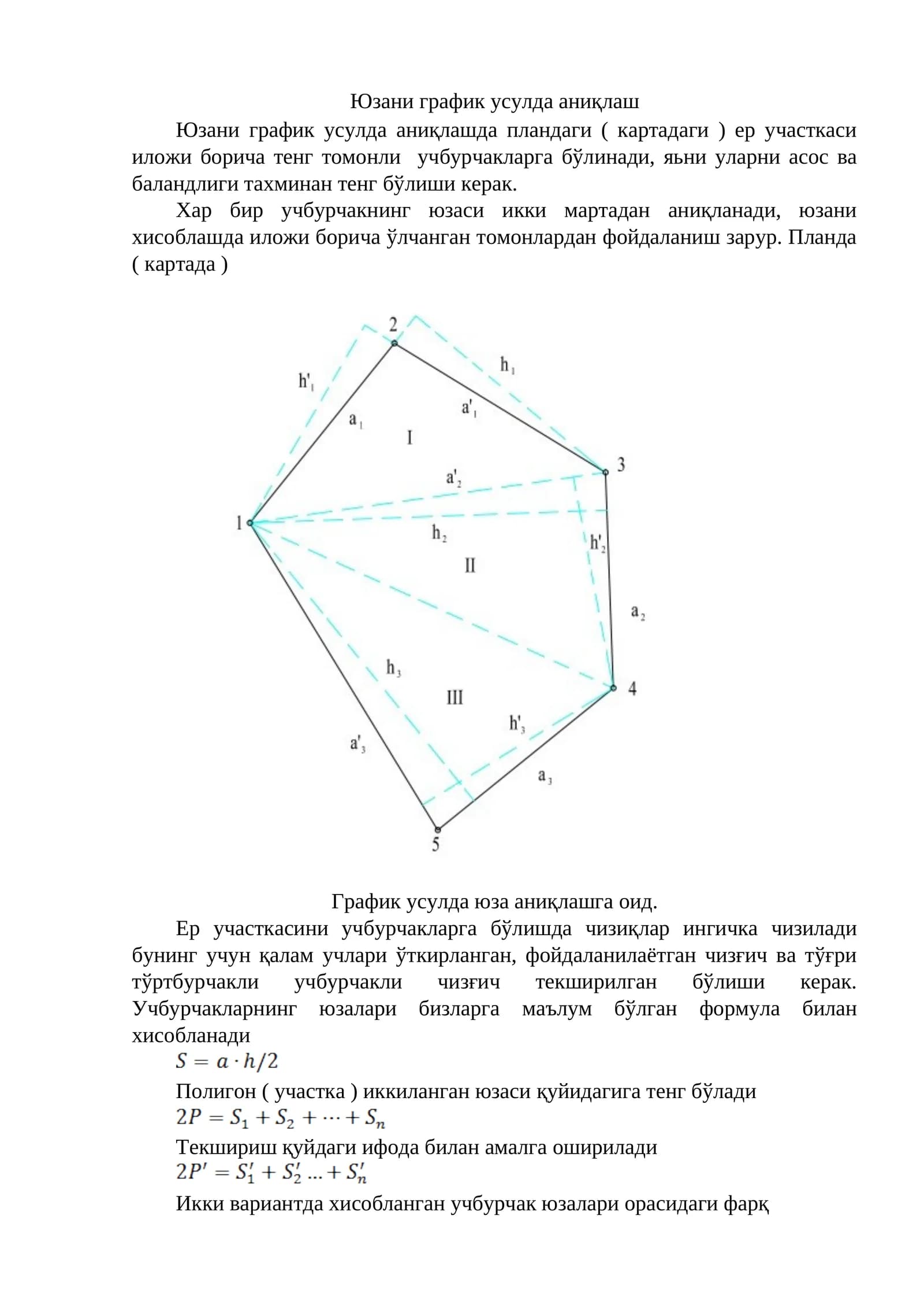 Юзани график усулда аниқлаш