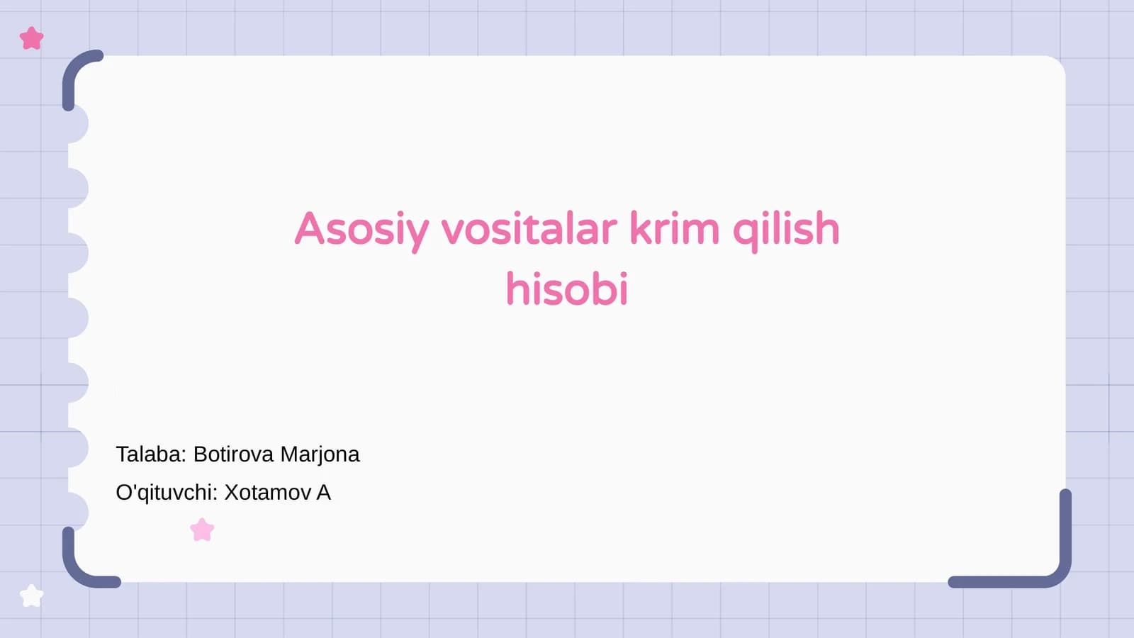 Asosiy vositalar krim qilish hisobi