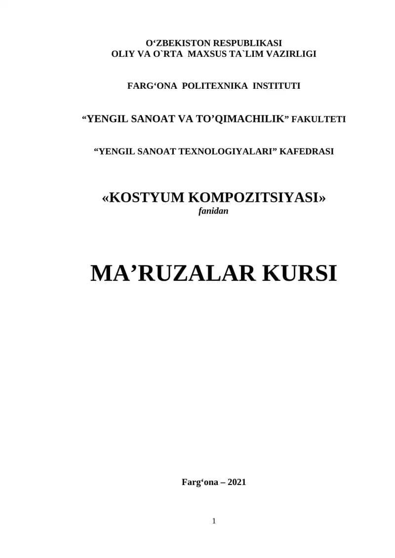KOSTYUM KOMPOZITSIYASI